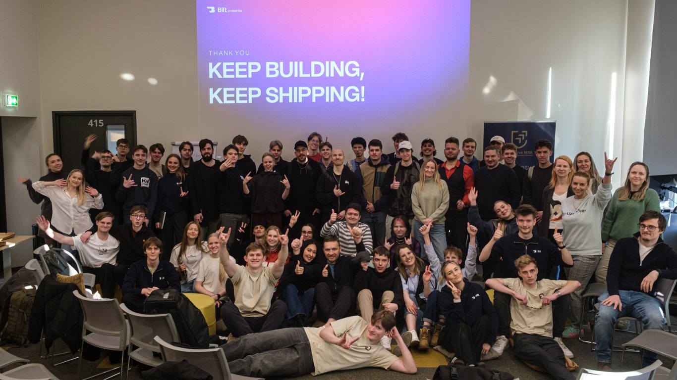 Bilt hackathon - builders collaborating at tables